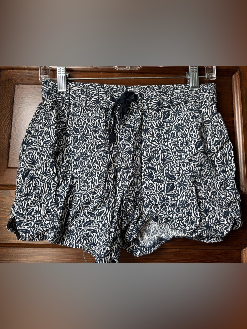 Madewell Navy & White Floral Drawstring Shorts